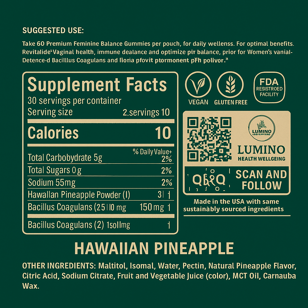 Lumino Source Feminine Balance Gummies – Hawaiian Pineapple